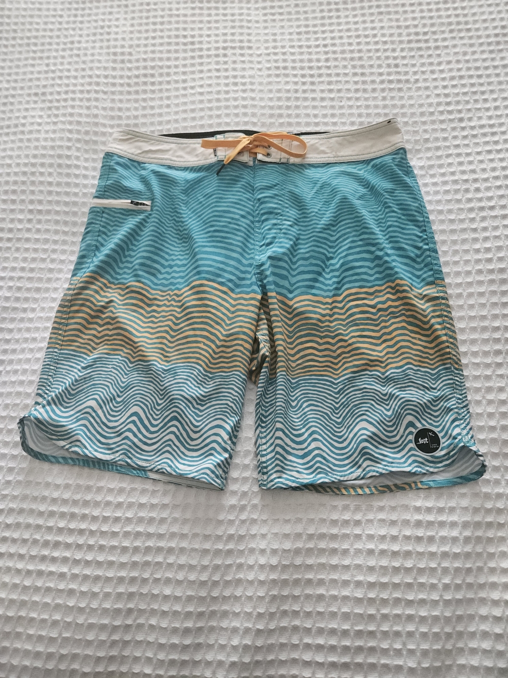 Lost Men's Board Shorts Geometric Blue Yellow White Size 34 Drawstring